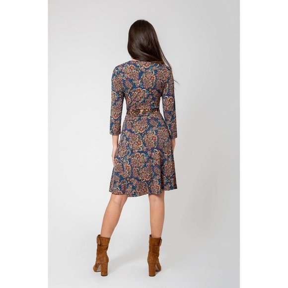 LEOTA Banded Perfect Wrap Dress in Boho Paisley - NWT - Size XS - Picture 2 of 3